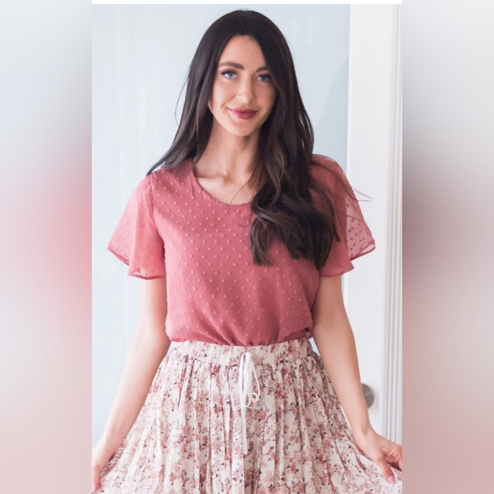 Mika Rose Swiss Dot Blouse Mauve size M